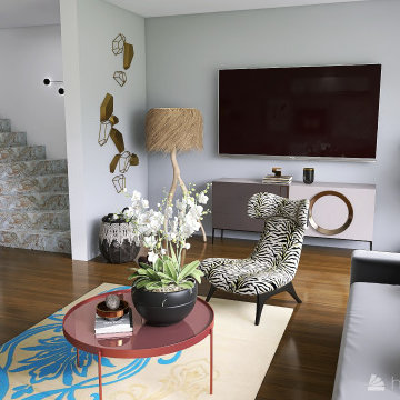 Wohn-Eßzimmer im Modern Boho Style