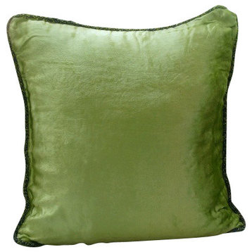 Solid Color Lime Green Euro Pillow Shams, Velvet 26x26 Euro Pillow, Green Lime