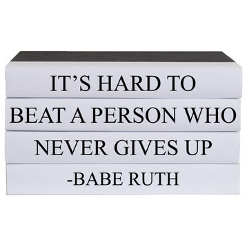 Never Give Up Quote Book Stack, S/4