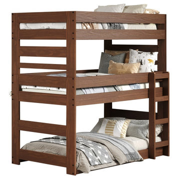 Cass County Twin XL 3 Bed Bunk Bed, Mahogany