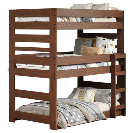 Cass County Twin XL 3 Bed Bunk Bed, Mahogany