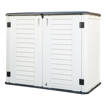 Outdoor Horizontal All Purpose Storage Shed, Off-White, 26 CU FT