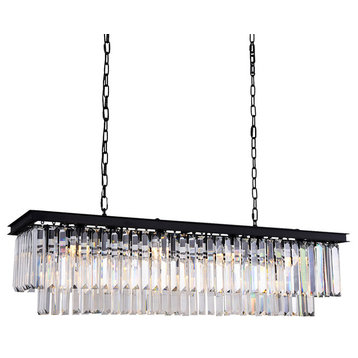 Fringe 12-Light Chandelier, Gray Iron, Clear, With LED Bulbs