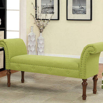 Elise Roll Arm Entryway Bench, Green