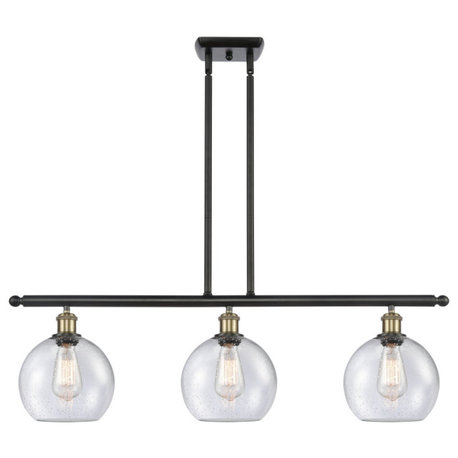 Athens 3-Light Island-Light, Black Antique Brass, Seedy