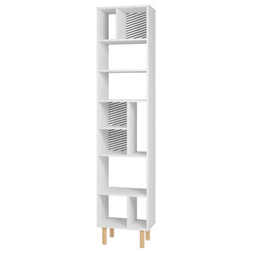 Manhattan Comfort Essex 10 Shelves Engineered Wood Bookcase in White/Zebra