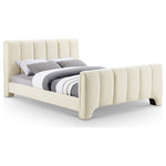 Meridian Furniture - Camila Upholstered Bed, Beige, Full, Chenille Fabric - Redefine your bedroom with the Camila beige chenille fabric full bed, enveloped in plush chenille for an irresistibly soft touch. Its deep channel tufting brings both texture and sophistication, lending a bold yet elegant vibe to the contemporary design. This bed makes a striking statement, offering the perfect balance of style and comfort to turn your sleeping space into a modern sanctuary.