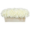 Artificial White Hydrangea in White-Washed Wood Ledge