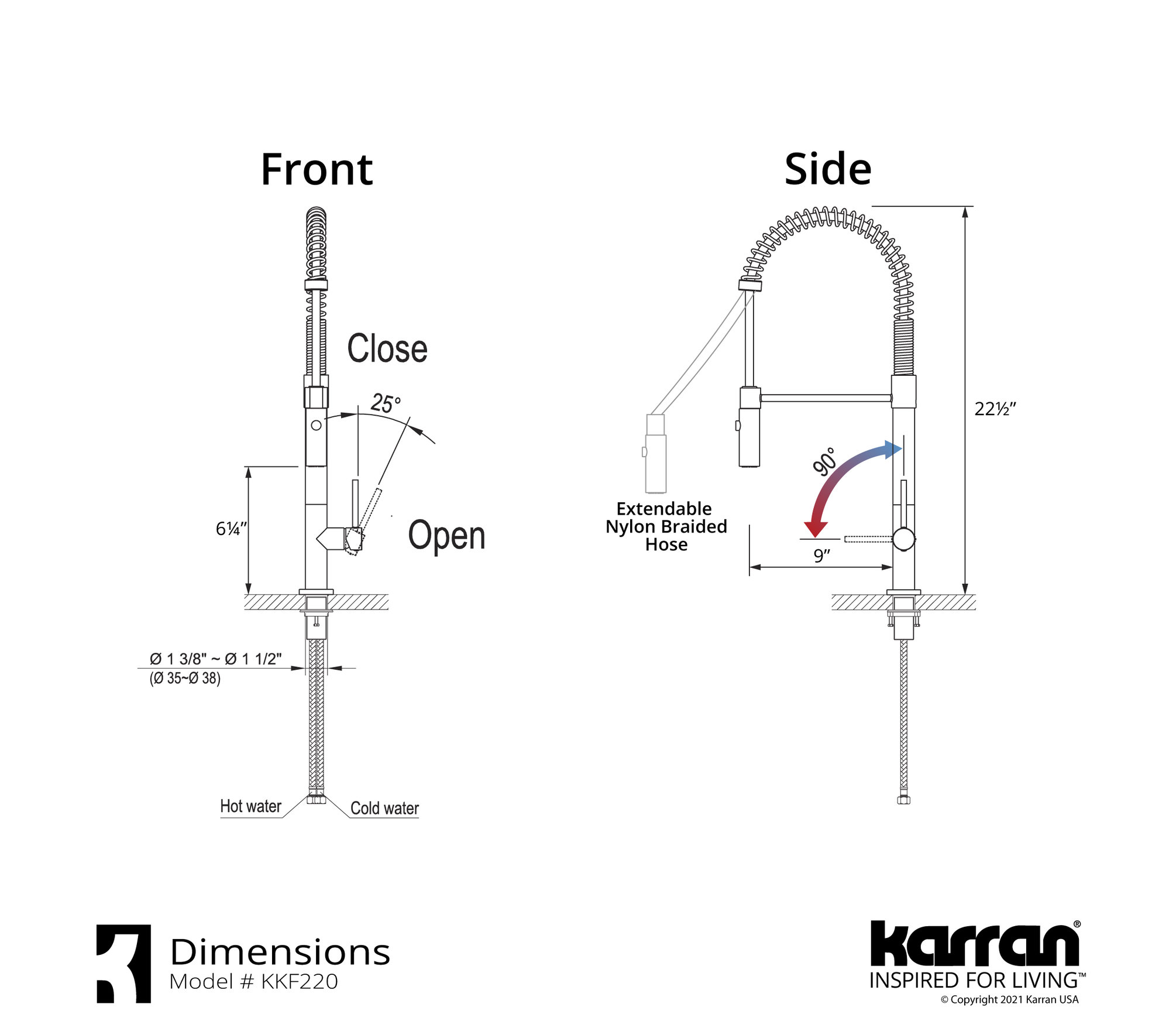 Karran Single-Handle Pull-Down Sprayer Kitchen Faucet, Chrome