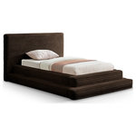 Meridian Furniture - Drew Upholstered Bed, Brown, Twin, Corduroy Fabric - Sweet slumber comes easier when you're snuggled up in this Drew brown corduroy fabric twin bed. Upholstered in the softest brown furry textured corduroy fabric from top to bottom, this handsome bed looks just as cuddly as your favorite teddy bear. Simplistic by design, the bed features a triple tier design to give it added visual appeal. A high headboard lends a dramatic touch to this bed, making it a focal point in your bedroom sanctuary.