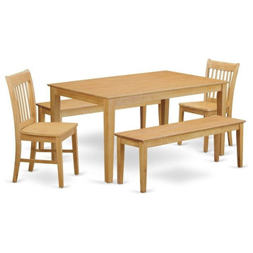 5-Piece Dining Room Set, Kitchen Table And 2 Dining Chairs And 2 Wooden Benches