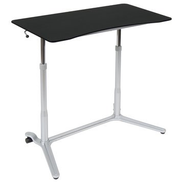 Sierra Adjustable Height Sit To Stand Up Desk, Silver and Black