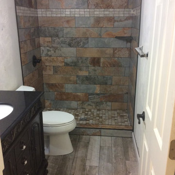 Slate Shower with Mosaic Shower Base