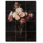 Picture-Tiles.com - Henri Fantin-Latour Flowers Painting Ceramic Tile Mural #92, 36"x48" - Mural Title: Carnations In A Champagne Glass