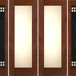 Prehung Prehung 2-1/4" Thick Mahogany Double Doors Heavy Iron Side Low-E Glass - Front Doors