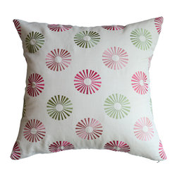 KH Window Fashions, Inc. - Modern Embroidered Dots Pillow, Red/Green, Without Insert - Decorative Pillows