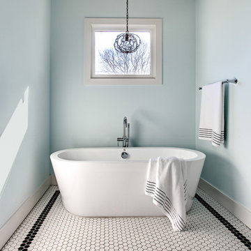 Master Bath - Soaking Tub with Glam Pendant
