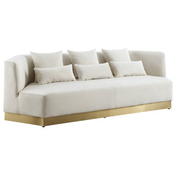 Marquis Velvet Upholstered Sofa, Cream