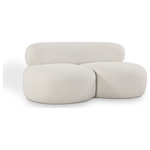 Meridian Furniture - Venti Black Boucle Fabric Upholstered Set, Cream, Loveseat - Discover timeless beauty with this Venti boucle fabric living room loveseat that's designed to elevate your interior space. This exceptionally crafted art-deco-inspired chair is part of the Venti collection and boasts an alluring curved shape to add elegance and refinement to your room. Upholstered in rich cream boucle fabric, the loveseat has a plush texture that's oh-so-cozy against the skin. The art deco styling makes it a real statement piece, whether you place it in your living room, home office, or your favorite reading nook.
