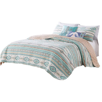 Greenland Phoenix Quilt Set, 3 Piece King/Cal King, Turquoise