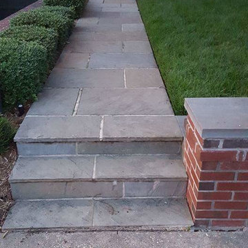 Flagstone Sidewalk and retaining wall