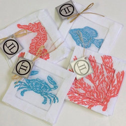Coastal Hand Block Printed Linens - Napkins