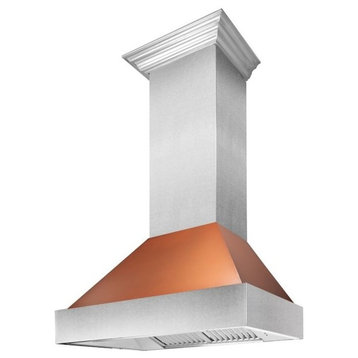Ducted DuraSnow Stainless Steel Range Hood with Copper Shell