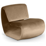 Meridian Furniture - Nouveau Upholstered Chair, Beige, Velvet - The playful Nouveau beige velvet accent chair is a unique piece that will spark conversation. Its innovative design and soft velvet upholstery make it a comfortable and eye-catching addition to any room. Embrace the future of seating with its sleek, sculptural design to create a futuristic and chic aesthetic.