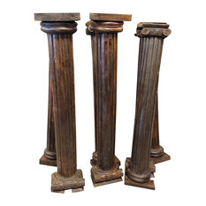 Mogul Interior - Consigned Columns Pair Pilasters Reclaimed Woods Architectural Pillar Columns - Columns and Capitals