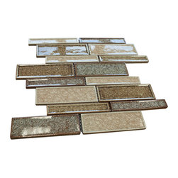 Cream Caramel Glossy Crackle Crystal Mosaic Tiles Z Pattern - Home Accessories & Decor