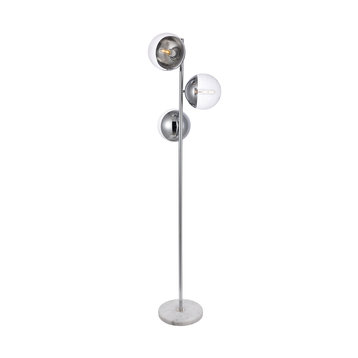 Eclipse 3-Light Floor Lamp, Chrome With Clear Glass