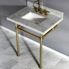 30X22 Marble Vanity Top w/Brass Console Legs, Carrara Marble/Brushed Brass
