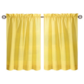 Ellis Curtain Stacey Tailored Tier Pair Curtains, Yellow, 56"x24"