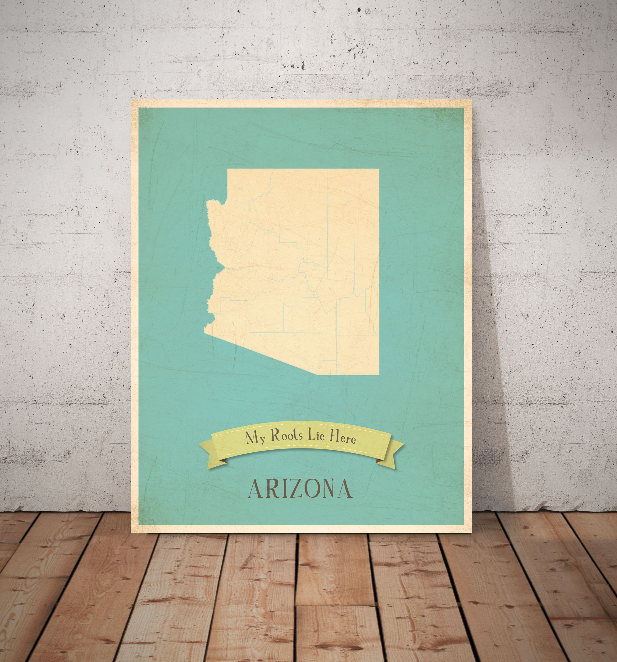 Arizona Paper Map My Roots Arizona State Map Paper Print, 18x24 - Contemporary - Kids ...