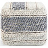Simpli Home Grady Boho Square Pouf in Blue and Natural Handloom Woven