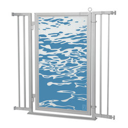 Fusion Gates - Fusion Gate with Healing Waters Design, Satin Nickel, 32"-36" - Baby Gates And Child Safety