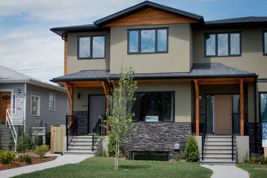 Photo of a contemporary home design in Calgary.