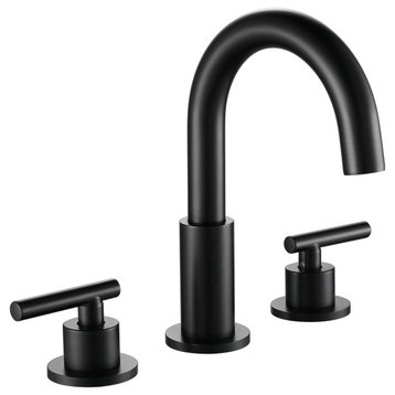 8 in. Widespread 2-Handle High Arc Bathroom Faucet with Brass Dics Valve, Black