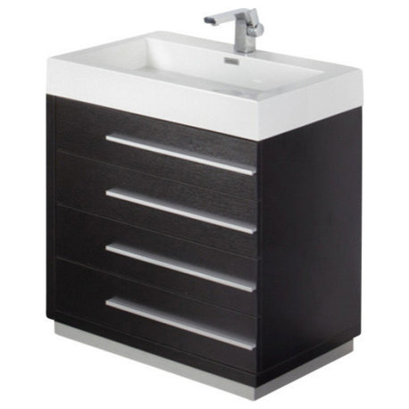 30" Modern Bathroom Vanity, Black, FFT1030BN