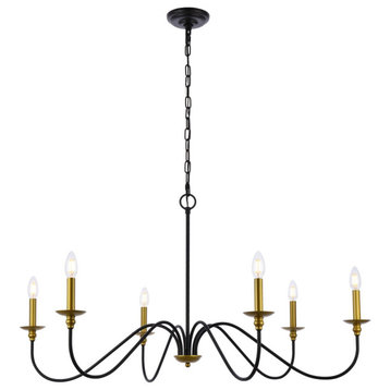 Living District Rohan 42" Chandelier LD5056D42BRB Brass And Black