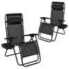 Flash Furniture Adjustable Mesh Zero Gravity Lounge Chair in Black (Set of 2)