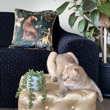Black Sofa 3 Seater Slipcover | Velvet Collection | Interior Design