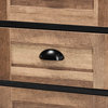Modern Industrial Sideboard, Storage Drawers & Mesh Metal Door, Black & Natural