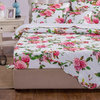 Romantic Roses Lovely Spring Pink Floral Colorful Fitted Sheet Pillow Cases Set