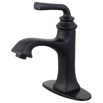 Single-Handle Bathroom Faucet With Push-Up Drain and Deck Plate, Matte Black