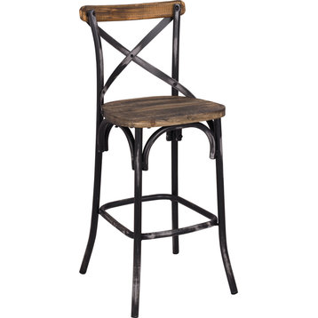 Zaire Bar Chair - Antique Black, Antique Oak
