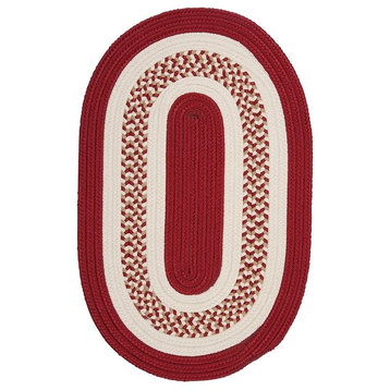 Flowers Bay Rug, Red, 2'x12' Oval