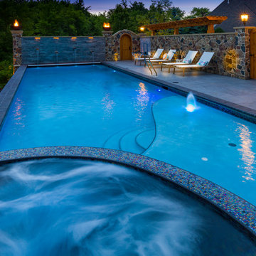 Orange Village pool, spa and arbor.
