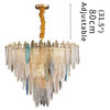 Round Gold Frosted/Smoke gray Crystal Chandelier for Living Room, Kitchen, Blue, Dia39.4"