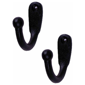 Black Coat Hooks Wrought Iron Knob Hook Hanger Tip Set of 2 Renovators Supply
